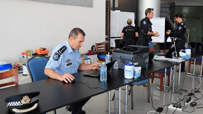 Queensland Police Inspector Owen Hortz behind the scenes in one of the undisclosed Gold Coast Quarantine Hotels. Picture: Scott Powick.