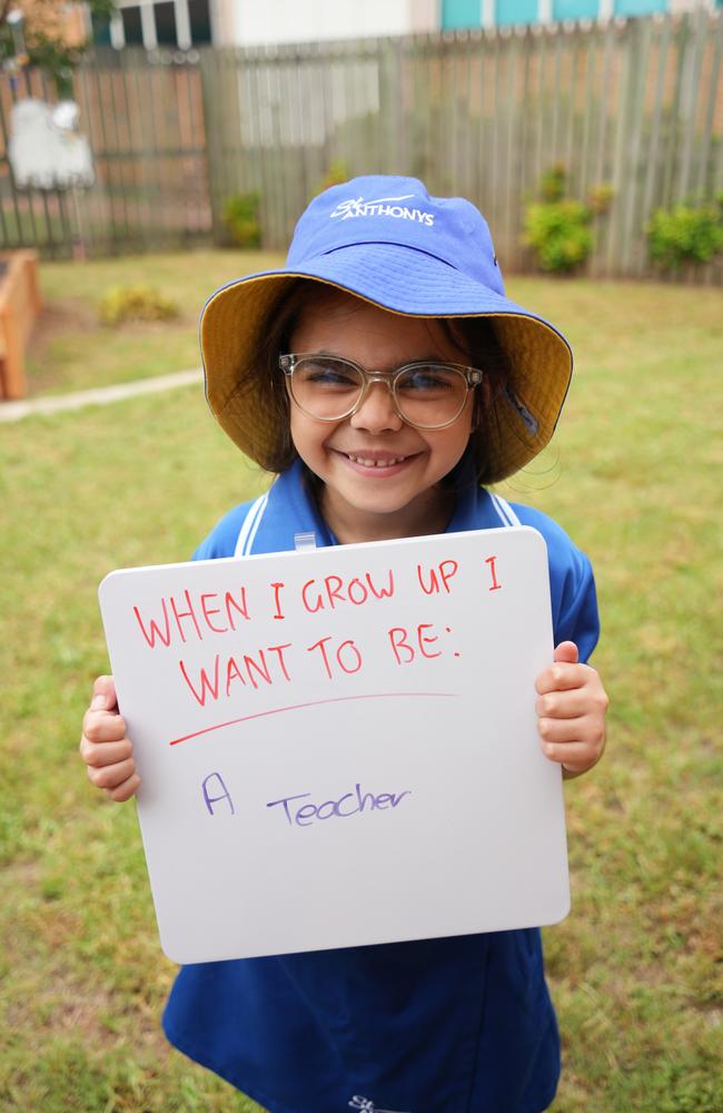 2023 prep students' first day at St Anthony's Primary School, Toowoomba. Yetalah Powell-McCauley.