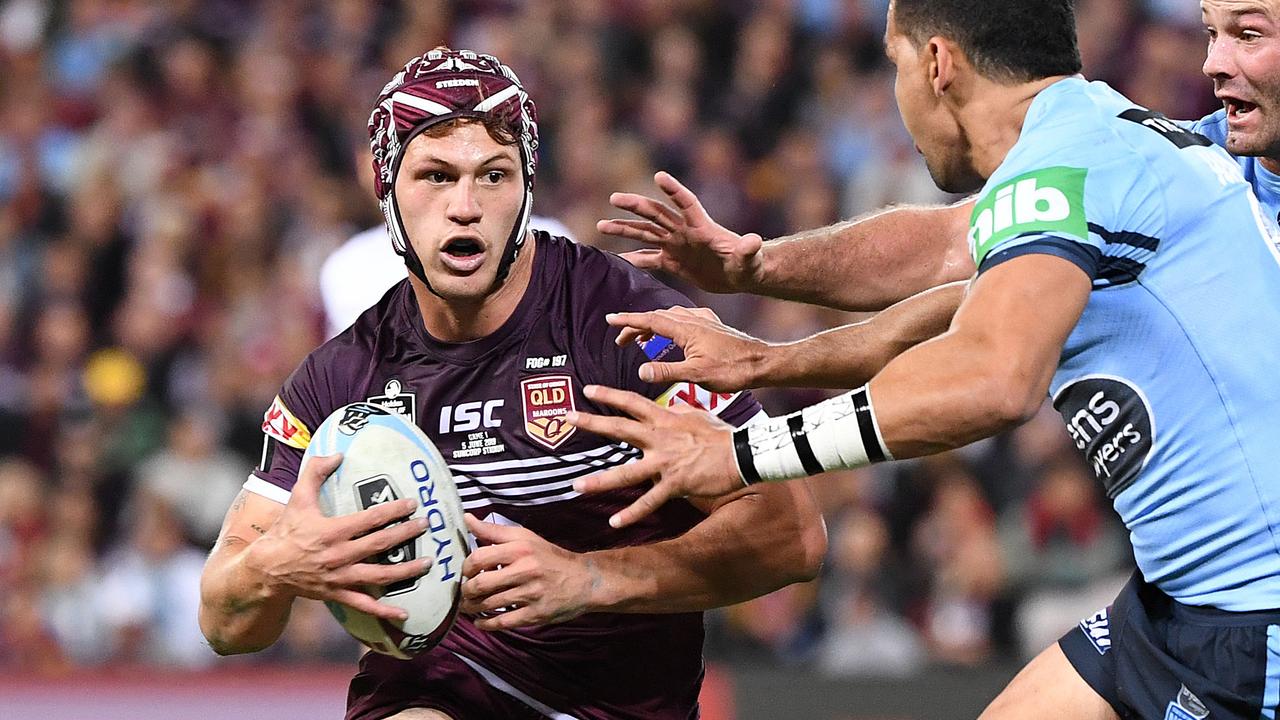 Kalyn Ponga of the Maroons during Game 1 of the 2019 State of Origin series.