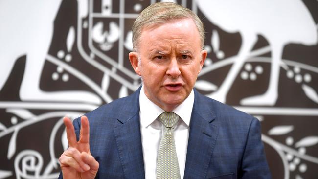 Labor caucus also supported a shadow cabinet recommendation for an Anthony Albanese government to not change or repeal income tax cuts due to commence in 2024. Picture: John Gass