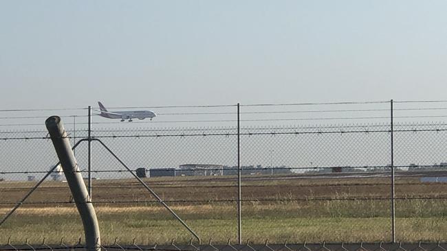 QF112 arrives at RAAF BASE Darwin this morning. Picture: Supplied