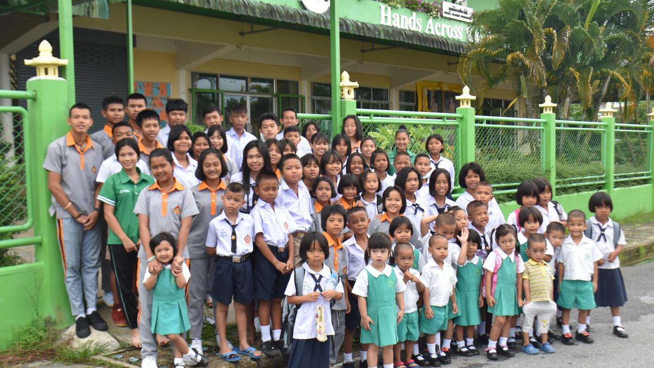 Tsunami orphans pictured outside of Peter's foundation in Thailand. Picture: Supplied