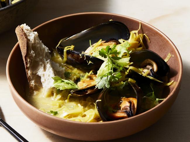 EMBBARGO FOR TWAM 16 APRIL 2022. FEE MAY APPLY. Mussels by chef Alice Zaslavsky. Photo by Guy Bailey Food styling by David Morgan