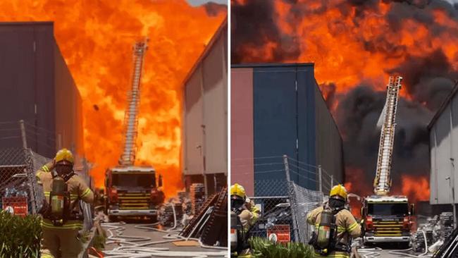 Firefighters have worked hard to tame a terrifying blaze in a paint factory in Dandenong South. Picture: SES Chelsea Unit / Facebook