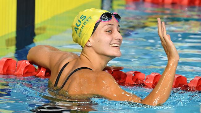 Gold Coast swimmer Leiston Pickett won bronze in the Women's 50m Breaststroke final. Picture: AAP Image/Dave Hunt