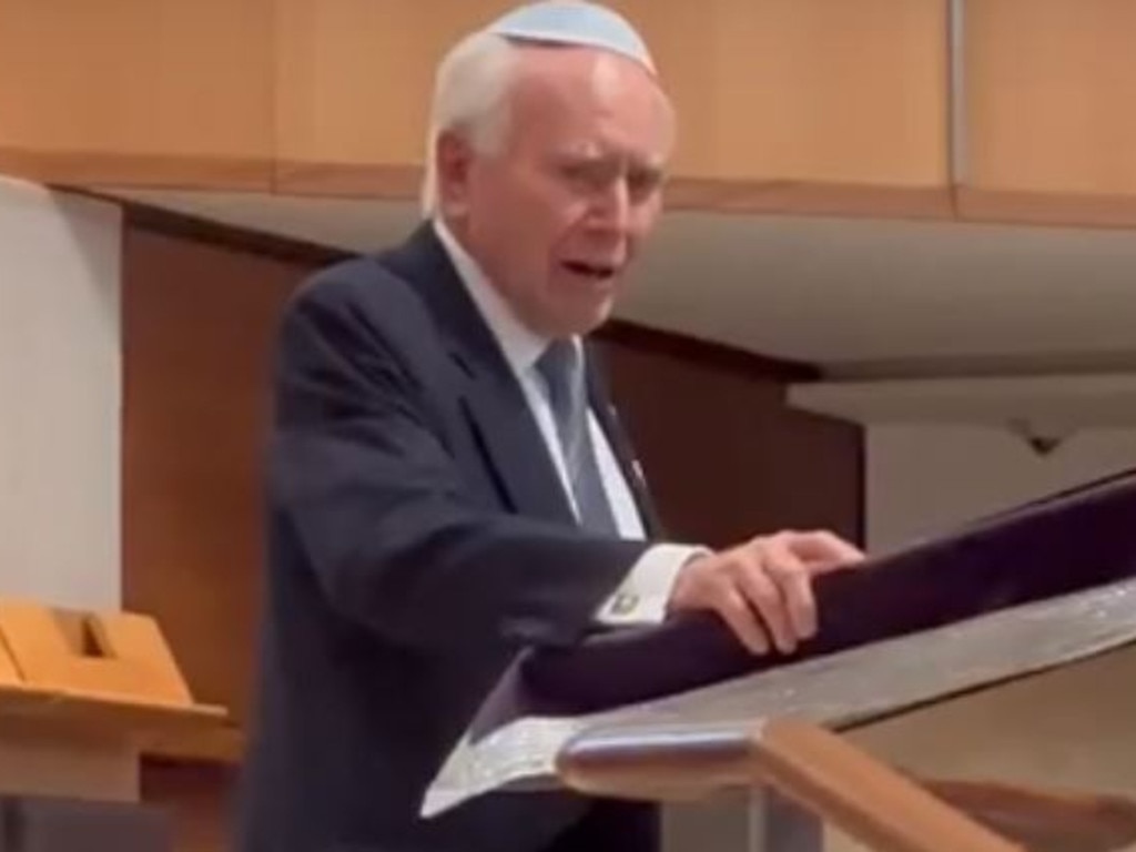 Ashamed.... former Australian Prime Minister John Howard addressing the congregation of the central synagogue in Sydney on Friday.