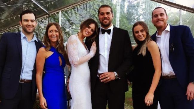 Jesinta Campbell and Lance Franklin have tied the knot in a private ceremony with friends Jordan Roughead and Jordan Lewis in attendance.