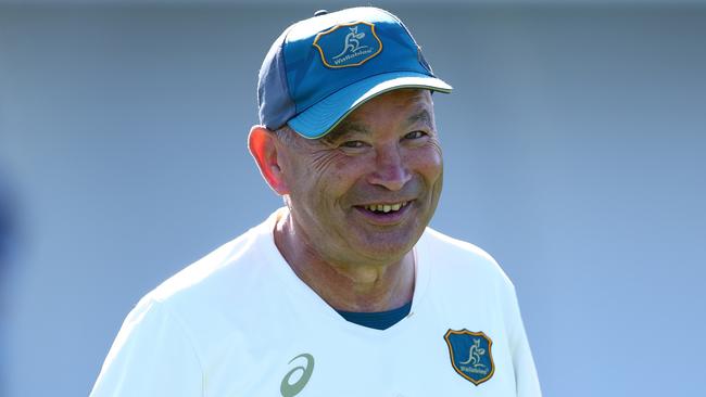 SAINT-ETIENNE, FRANCE - OCTOBER 07: Head Coach, Eddie Jones looks on during a Wallabies training session, at Stade Roger Baudras on October 07, 2023 in Saint-Etienne, France. (Photo by Chris Hyde/Getty Images)