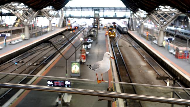 An almost deserted Southern Cross Station on the first day of Victoria’s five day lockdown. Picture: NCA NewsWire