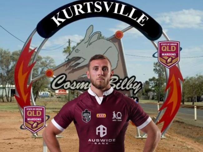 SOCIAL MEDIA IMAGE DISCUSS USE WITH YOUR EDITOR - Charleville has cheekily renamed itself Kurtsville in honour of their local State of Origin legend Kurt Capewell. Pic: Facebook