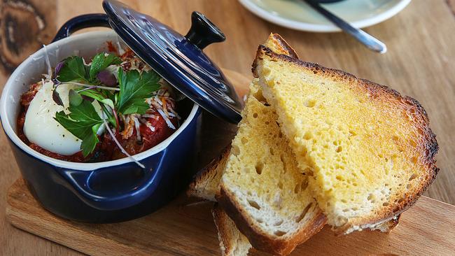 Meatballs for breakfast at Small Axe Kitchen in Brunswick. Picture: Ian Currie