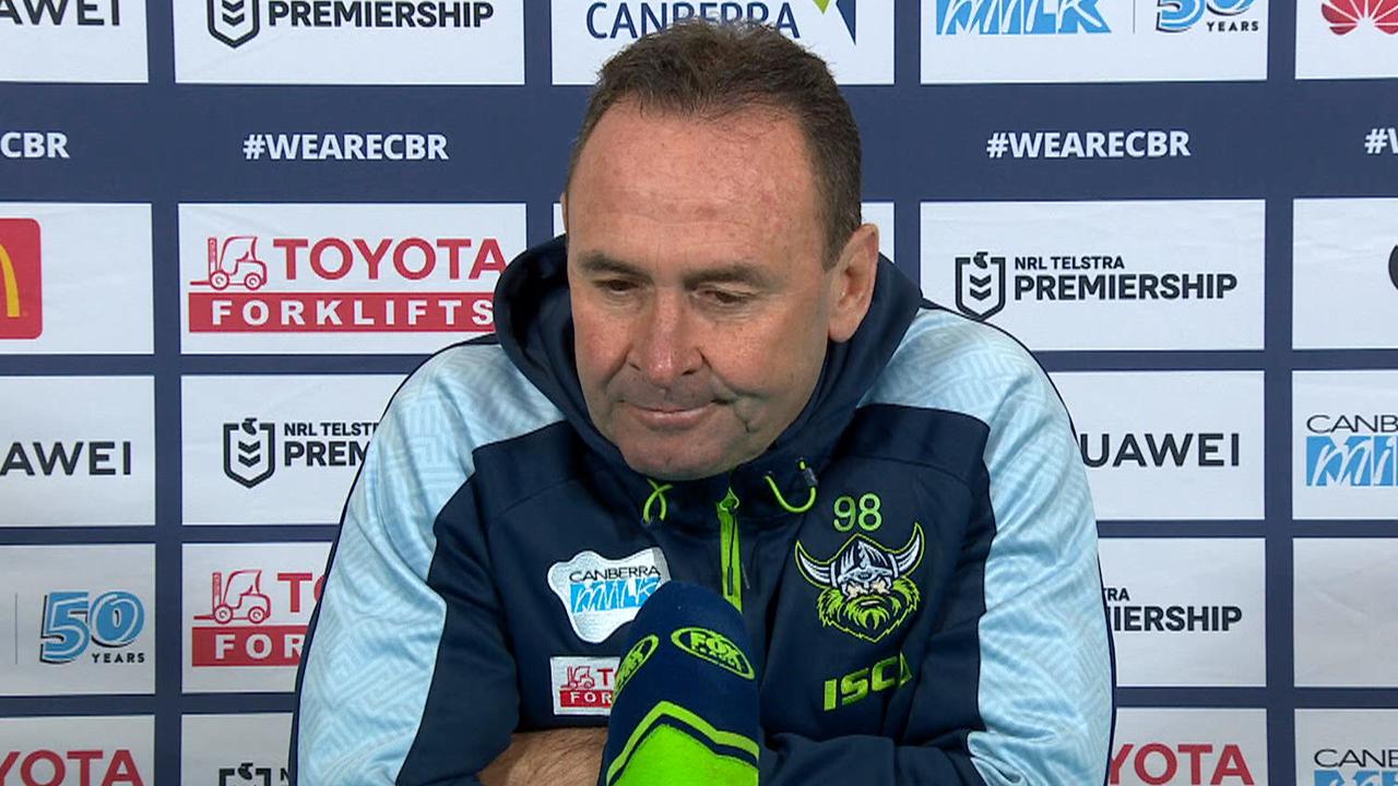 NRL 2021: Ricky Stuart, Canberra Raiders vs Roosters, second half, fade ...