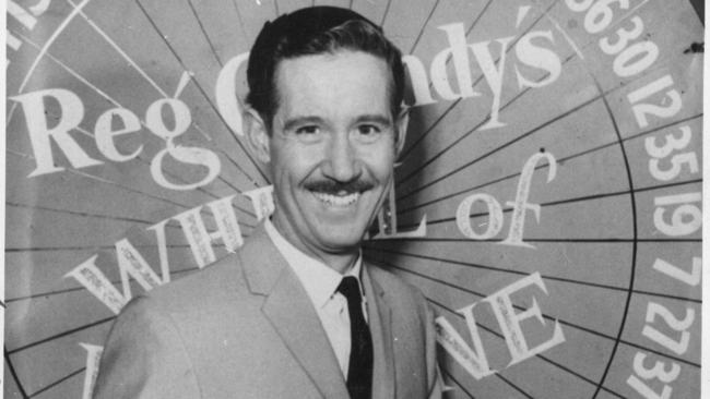 Reg Grundy, television producer on the set of Wheel of Fortune.