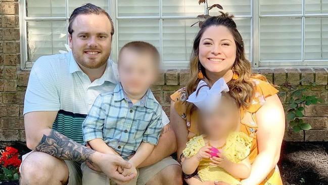 Brenton Estorffe was shot in Katy Texas, pictured with his family Angelenna Estorffe (Wife) and children Asher and Eliana. Supplied