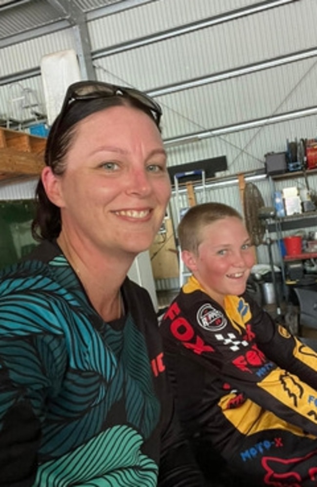 Stephanie Mackenzie with cousin Cooper Wilde practising for her Simpson Desert Crossing. Picture: Supplied.