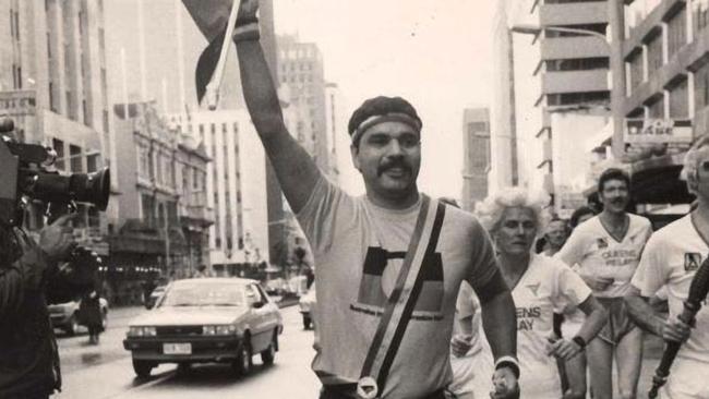 Aboriginal leader Warren Mundine protesting at the 1982 Commonwealth Games (supplied by Warren Mundine).