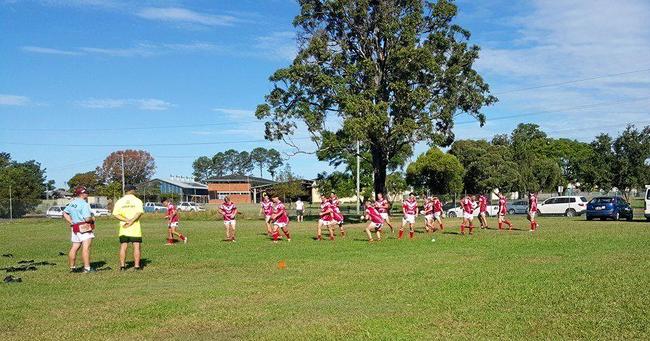 The Group 2 Gladiators in warm ups before their clash with the Group 3 representative side in 2016. Picture: Facebook