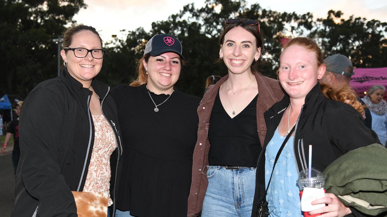 Sharna Curtis, Chloe Curtis, Daneeka Roediger and Courtney Frohloff. Meatstock Festival at the Toowoomba showgrounds. April 2022