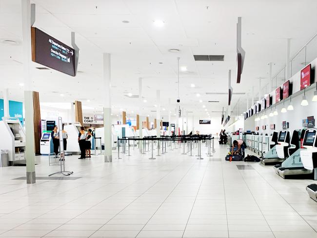 A deserted Gold Coast Airport yesterday, Friday March 20.