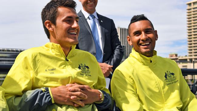 Davis Cup teammates Bernard Tomic and Nick Kyrgios.