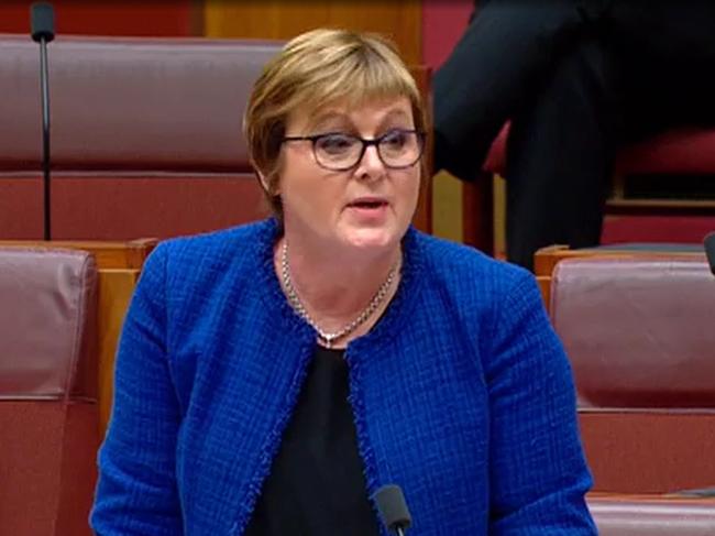 Liberal senator Linda Reynolds is questioned about Brittany Higgins during Senate Question Time. Picture: APH via NCA NewsWire