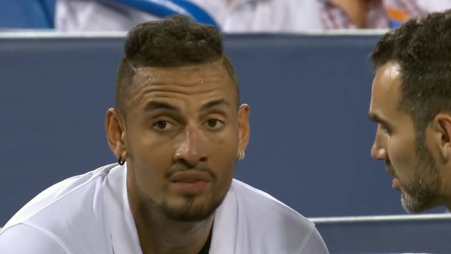 Nick Kyrgios was not in the mood for the chair umpire on Thursday.