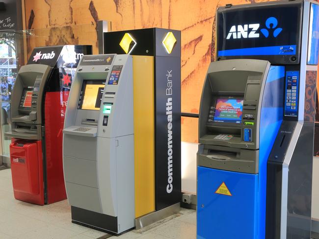 Three of the Australia's biggest four banks of Cash machine ATM, generic