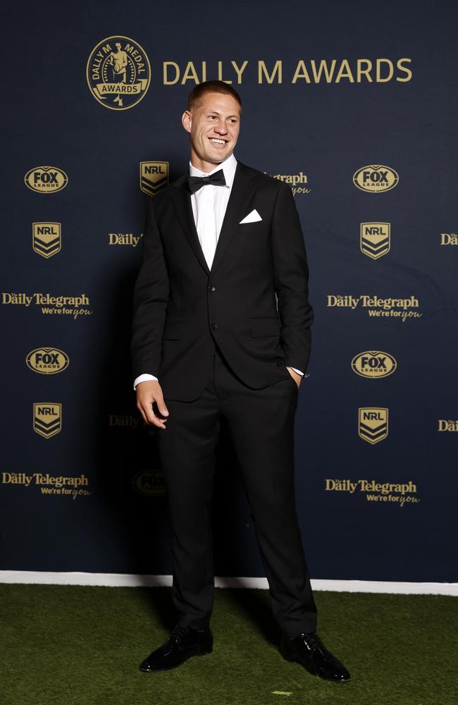 Another Dally M contender, Kalyn Ponga strutted his stuff on the carpet. Picture: Jonathan Ng