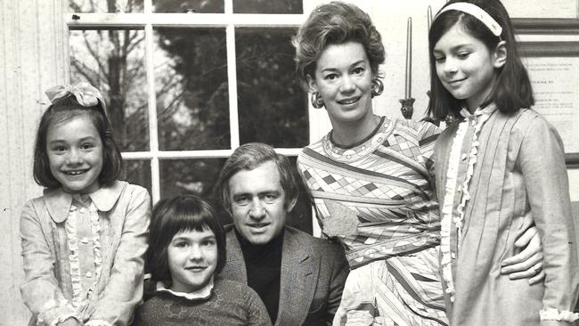 Andrew Peacock with wife Susan and their children Ann, 8, Jane, 6, and Caroline, 9. Ann Peacock in 1973.