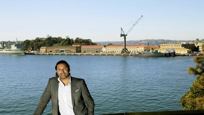 Architect David Vago in front of Garden Island at Woolloomooloo. He has drawn up an $8 billion plan to transform the area. Picture: John Appleyard