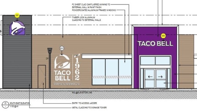 Development application plans for the Taco Bell which is nearing completion.