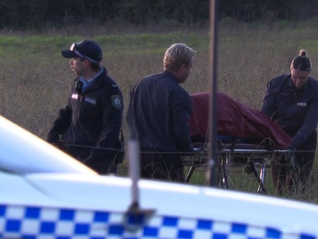 Police and SES volunteers were conducting a search of a large grass area on Saturday when they found Mr Harwood’s remains. Picture: TNV