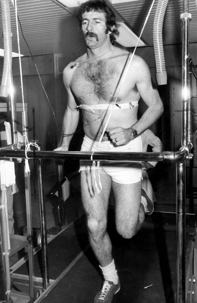 Dennis Lillee in training after a back injury.