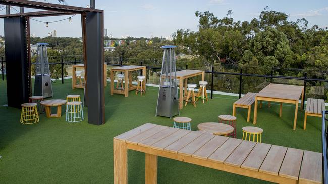 The Nest area at the new Aviary Rooftop Bar at Mantra at Sharks. Picture: Jerad Williams