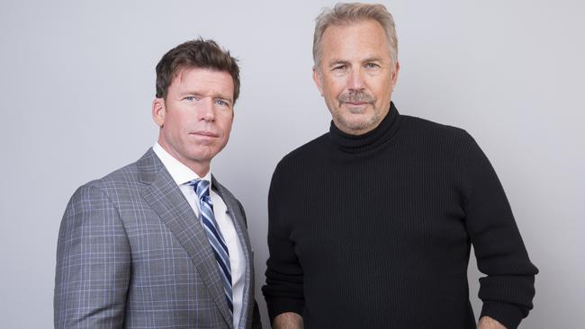 Taylor Sheridan with Kevin Costner. Picture; AFP.