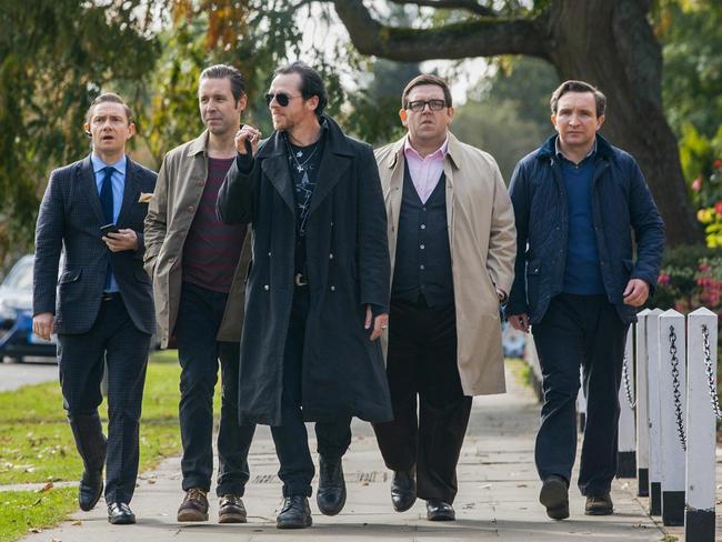 The World’s End cast: Martin Freeman, Paddy Considine, Simon Pegg, Nick Frost and Eddie Marsan.