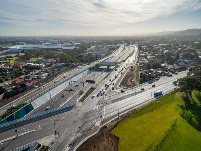 The completed Darlington interchange at South Rd.