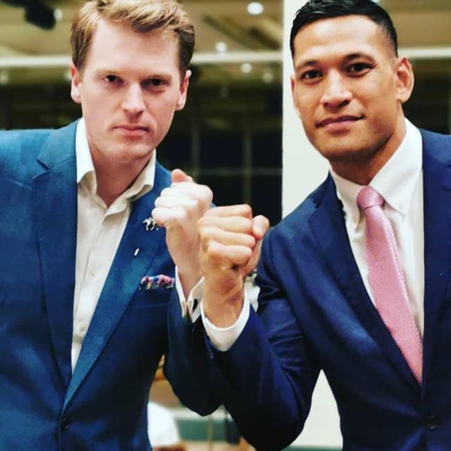 Folau with Australian Christian Lobby managing director Martyn Iles. Picture: Facebook