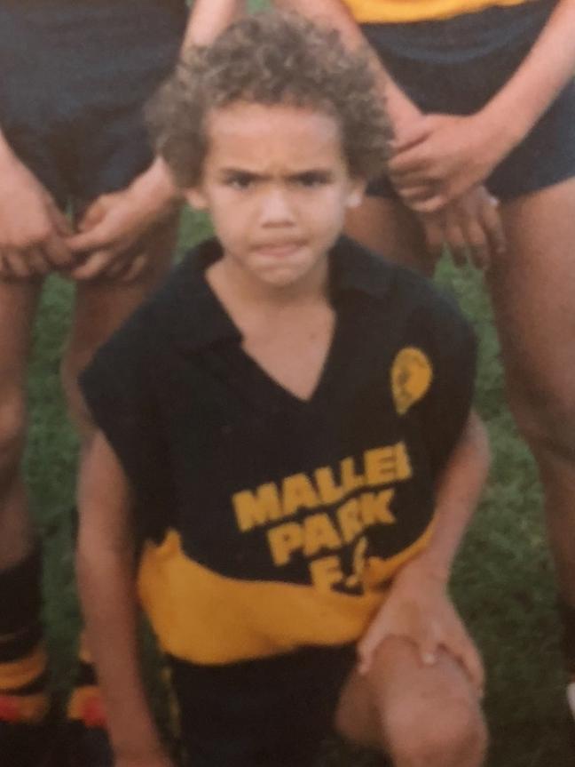 Shaun Burgoyne as a seven-year-old lad at Mallee Park footy club in Port Lincoln. Picture: Supplied.