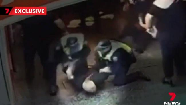 A police officer was injured during the incident on Hindley Street. Picture: 7NEWS