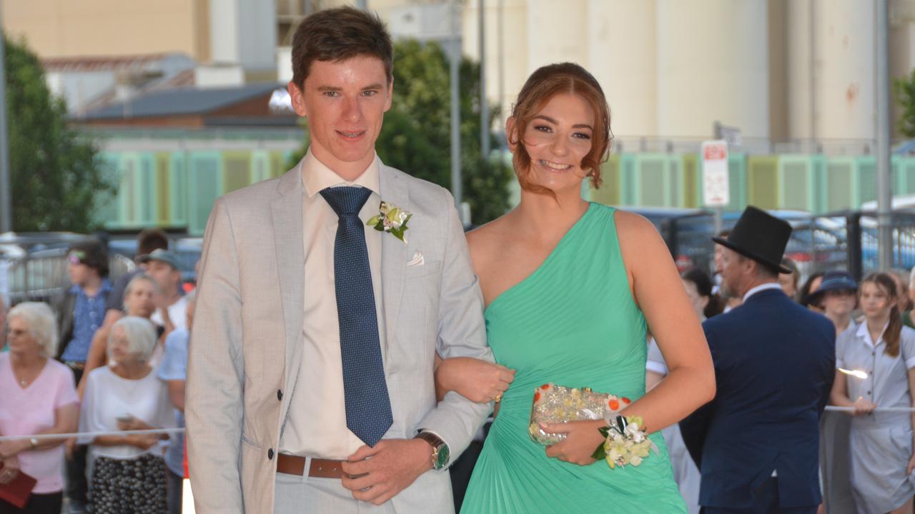 Toowoomba school formals. At the 2023 St Ursula's College formal is graduate Grace Fraser with her partner. Picture: Rhylea Millar