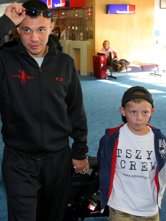 A young Tim Tszyu with his champion dad Kostya Tszyu. Picture: Milan Scepanovic 