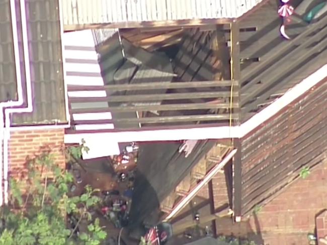 The collapsed balcony. Picture: Seven News.