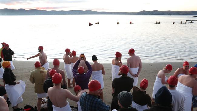 Nude Solstice Swim at Long Beach Sandy Bay as part of Dark Mofo 2022. Picture: Nikki Davis-Jones