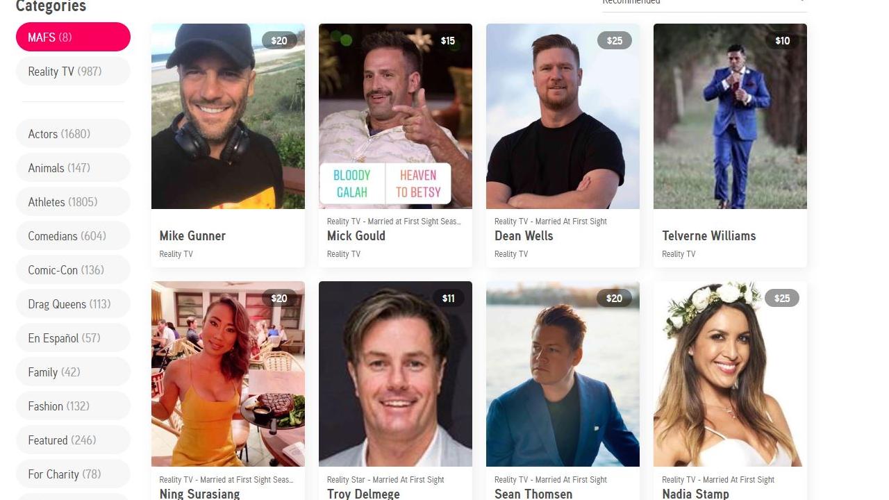 Some former MAFS stars are available to hire for personalised video messages.