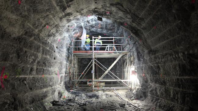 The nuclear waste storage facility Onkalo at Olkiluoto in Finland. Inside the tunnel network. Picture from media site of operator Posiva Oy. Picture: Posiva Oy.