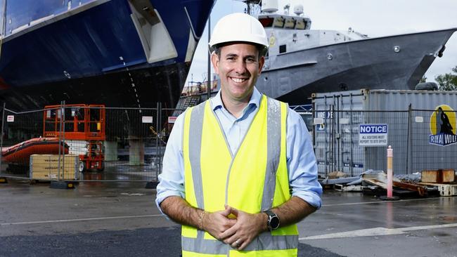 Treasurer Jim Chalmers at the Australian Border Force shipyard in Cairns on Thursday. Picture: Brendan Radke