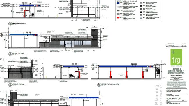 Drawing perspectives of the proposed service station on Albert St.