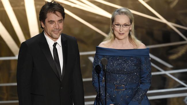 Javier Bardem, left, and Meryl Streep. Picture: AP