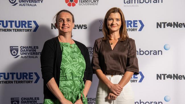 Margot Livsey and Deirdre O’Sullivan at the NT News Futures Northern Territory forum 2024. Picture: Pema Tamang Pakhrin